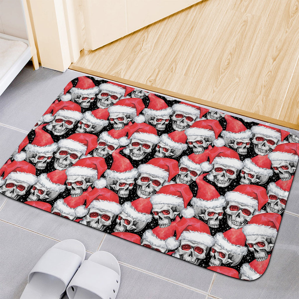 Christmas Santa Skull Pattern Print Indoor Door Mat
