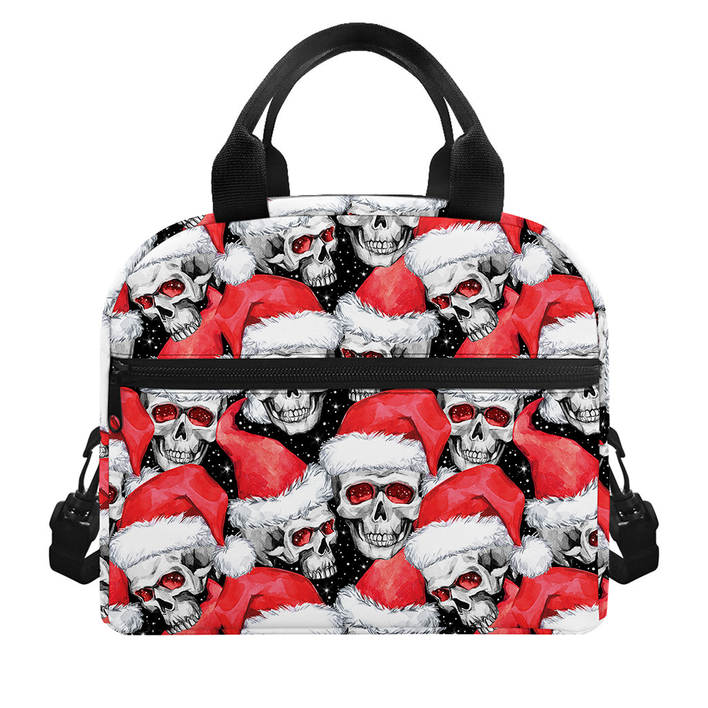Christmas Santa Skull Pattern Print Insulated Lunch Bag