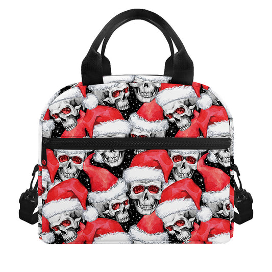 Christmas Santa Skull Pattern Print Insulated Lunch Bag
