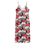 Christmas Santa Skull Pattern Print Jersey Midi Cami Dress