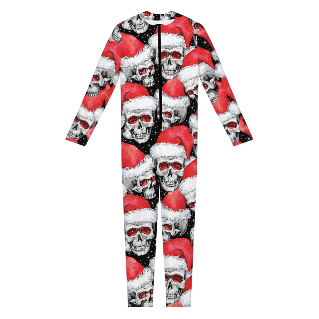 Christmas Santa Skull Pattern Print Jumpsuit