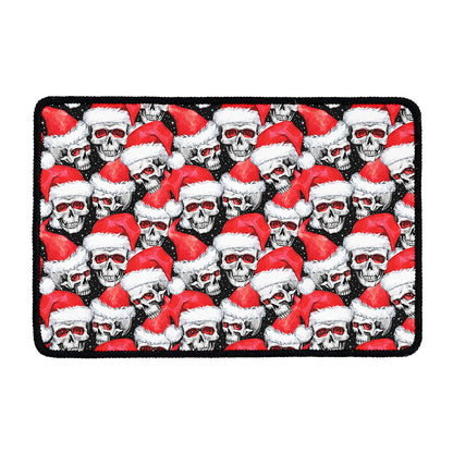 Christmas Santa Skull Pattern Print Kitchen Mat