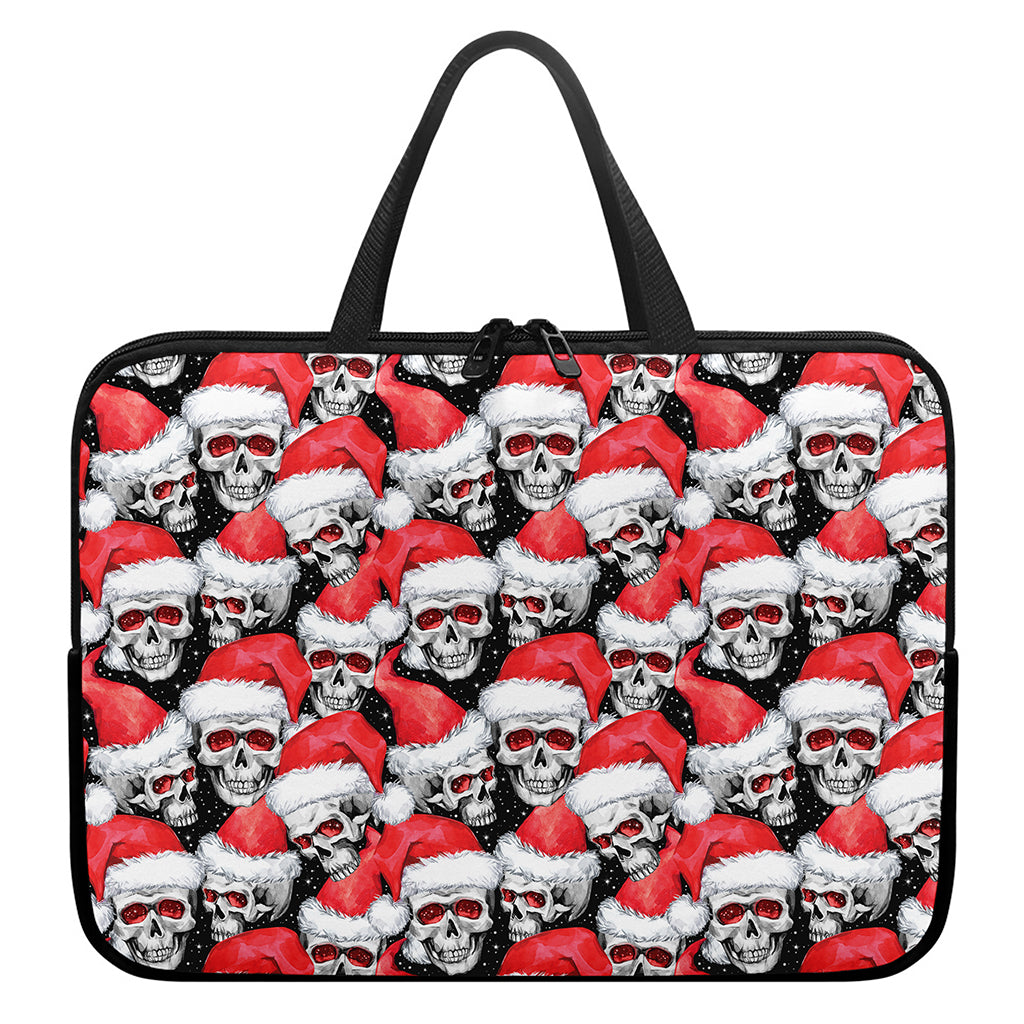 Christmas Santa Skull Pattern Print Laptop Sleeve With Handle