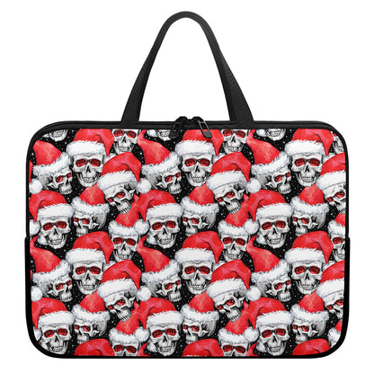 Christmas Santa Skull Pattern Print Laptop Sleeve With Handle