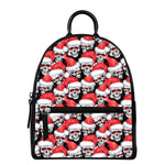 Christmas Santa Skull Pattern Print Leather Backpack