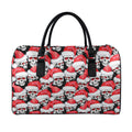 Christmas Santa Skull Pattern Print Leather Duffel Bag