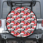 Christmas Santa Skull Pattern Print Leather Spare Tire Cover