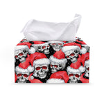 Christmas Santa Skull Pattern Print Leather Tissue Box Cover