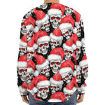 Christmas Santa Skull Pattern Print Long Sleeve Baseball Jersey