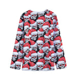 Christmas Santa Skull Pattern Print Long Sleeve Short Coat
