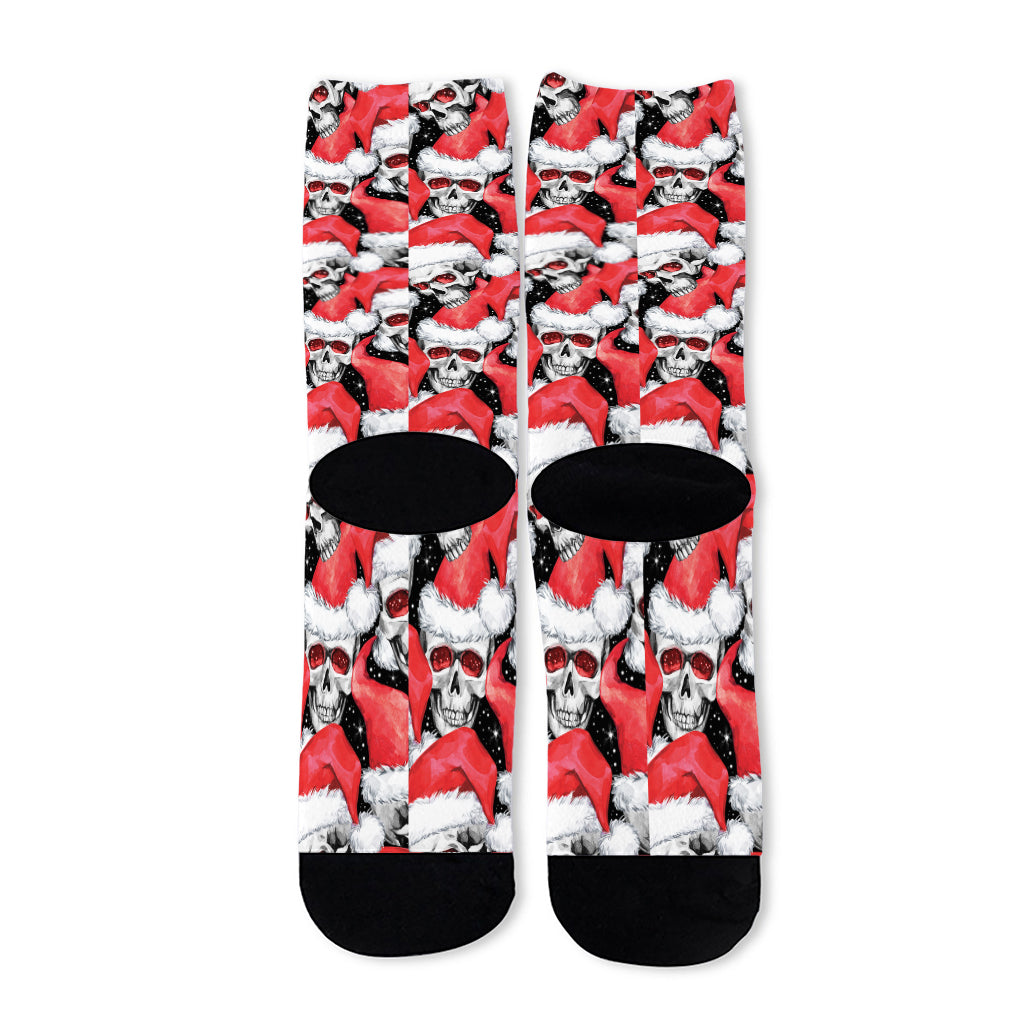 Christmas Santa Skull Pattern Print Long Socks
