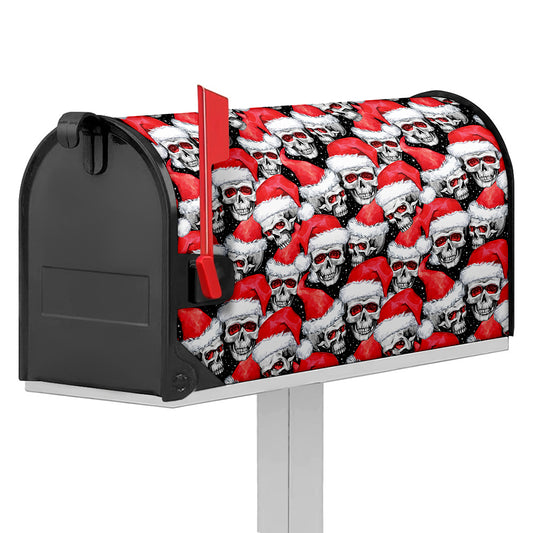 Christmas Santa Skull Pattern Print Mailbox Cover