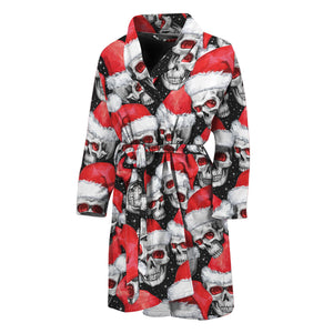 Christmas Santa Skull Pattern Print Men's Bathrobe