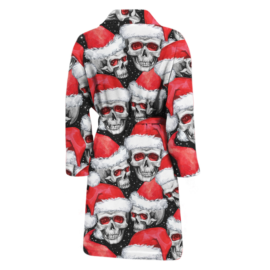 Christmas Santa Skull Pattern Print Men's Bathrobe