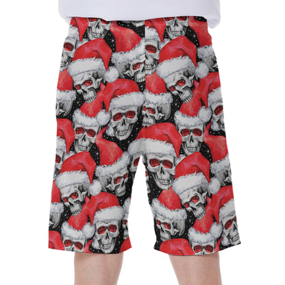 Christmas Santa Skull Pattern Print Men's Beach Shorts