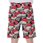 Christmas Santa Skull Pattern Print Men's Beach Shorts