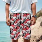 Christmas Santa Skull Pattern Print Men's Cargo Shorts