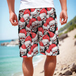 Christmas Santa Skull Pattern Print Men's Cargo Shorts