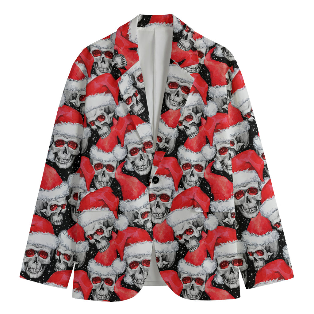 Christmas Santa Skull Pattern Print Men's Cotton Blazer