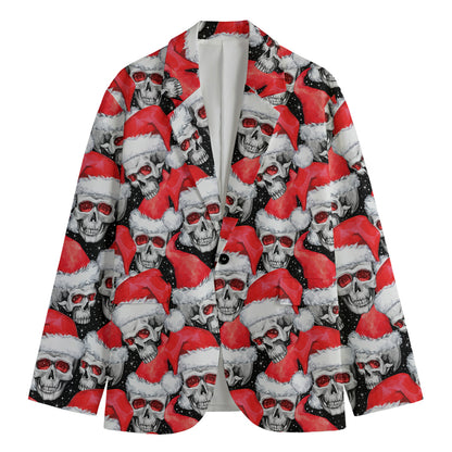 Christmas Santa Skull Pattern Print Men's Cotton Blazer
