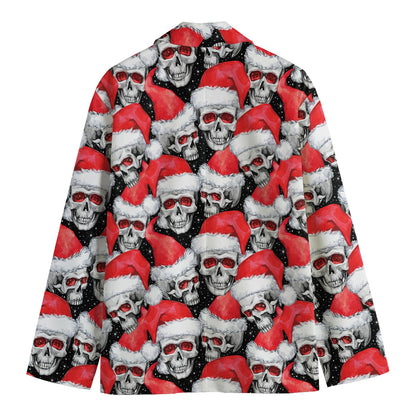Christmas Santa Skull Pattern Print Men's Cotton Blazer