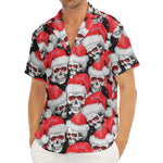 Christmas Santa Skull Pattern Print Men's Deep V-Neck Shirt