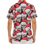 Christmas Santa Skull Pattern Print Men's Deep V-Neck Shirt