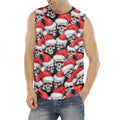 Christmas Santa Skull Pattern Print Men's Fitness Tank Top