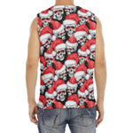 Christmas Santa Skull Pattern Print Men's Fitness Tank Top