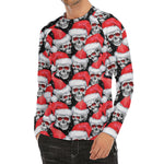 Christmas Santa Skull Pattern Print Men's Long Sleeve Rash Guard