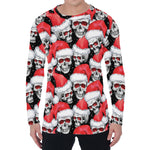 Christmas Santa Skull Pattern Print Men's Long Sleeve T-Shirt