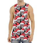 Christmas Santa Skull Pattern Print Men's Muscle Tank Top