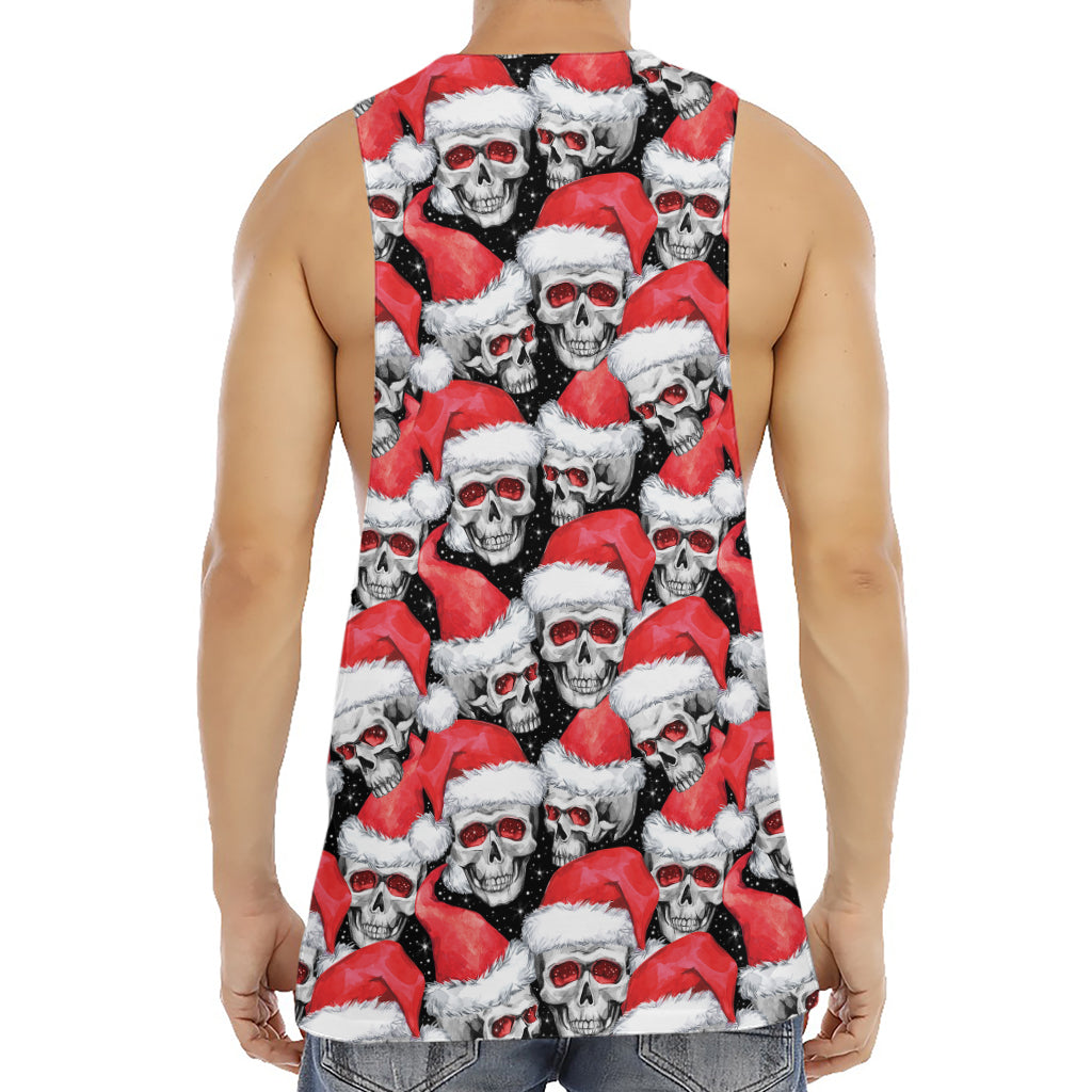 Christmas Santa Skull Pattern Print Men's Muscle Tank Top