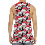 Christmas Santa Skull Pattern Print Men's Muscle Tank Top