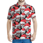 Christmas Santa Skull Pattern Print Men's Polo Shirt
