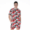 Christmas Santa Skull Pattern Print Men's Romper