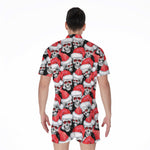 Christmas Santa Skull Pattern Print Men's Rompers