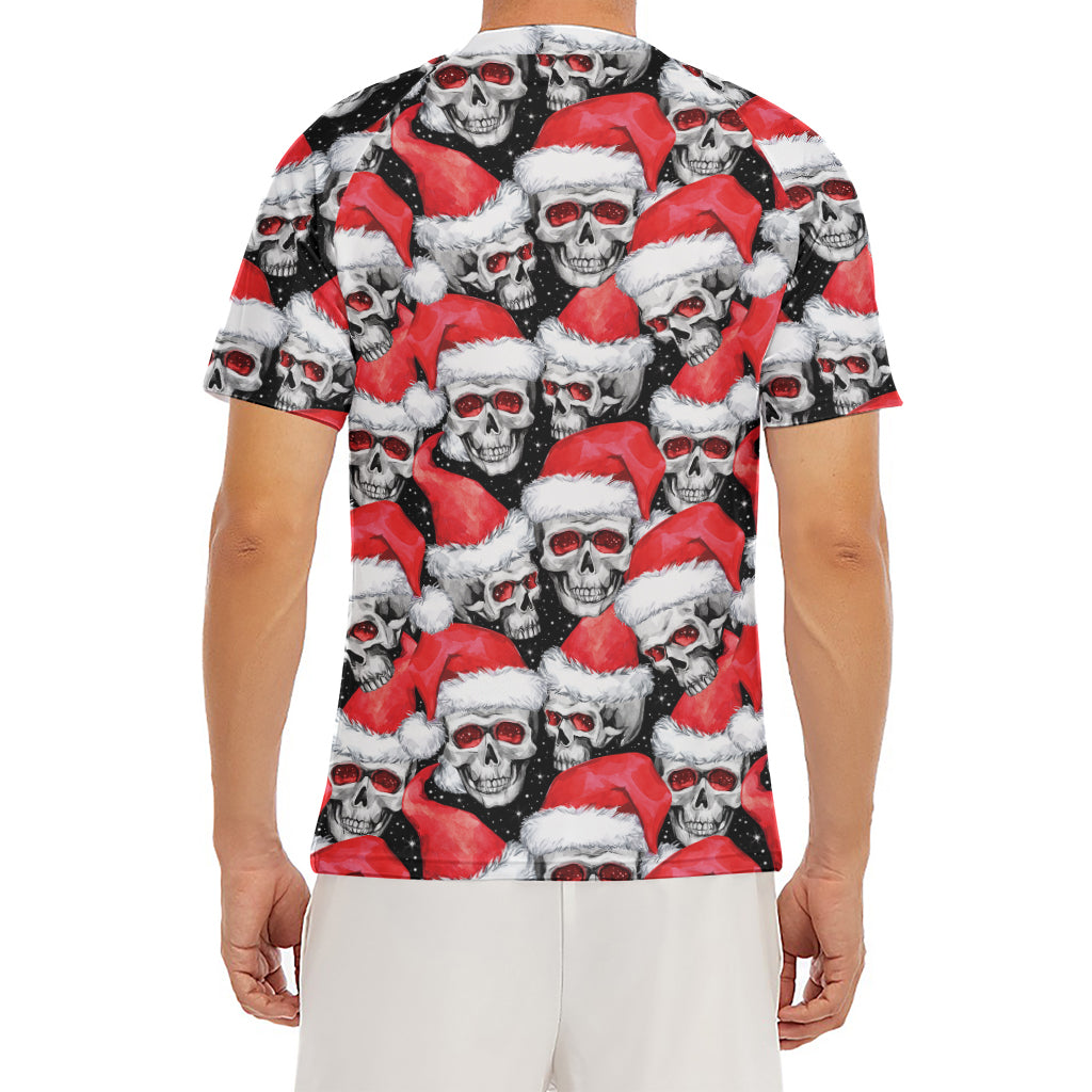 Christmas Santa Skull Pattern Print Men's Short Sleeve Rash Guard
