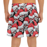 Christmas Santa Skull Pattern Print Men's Split Running Shorts
