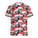 Christmas Santa Skull Pattern Print Men's Sports T-Shirt