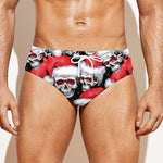 Christmas Santa Skull Pattern Print Men's Swim Briefs