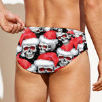 Christmas Santa Skull Pattern Print Men's Swim Briefs