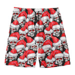 Christmas Santa Skull Pattern Print Men's Swim Trunks