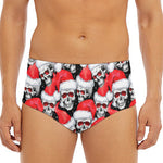 Christmas Santa Skull Pattern Print Men's Triangle Swim Briefs