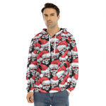 Christmas Santa Skull Pattern Print Men's Velvet Pullover Hoodie