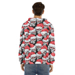 Christmas Santa Skull Pattern Print Men's Velvet Pullover Hoodie