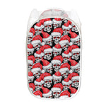 Christmas Santa Skull Pattern Print Mesh Laundry Hamper