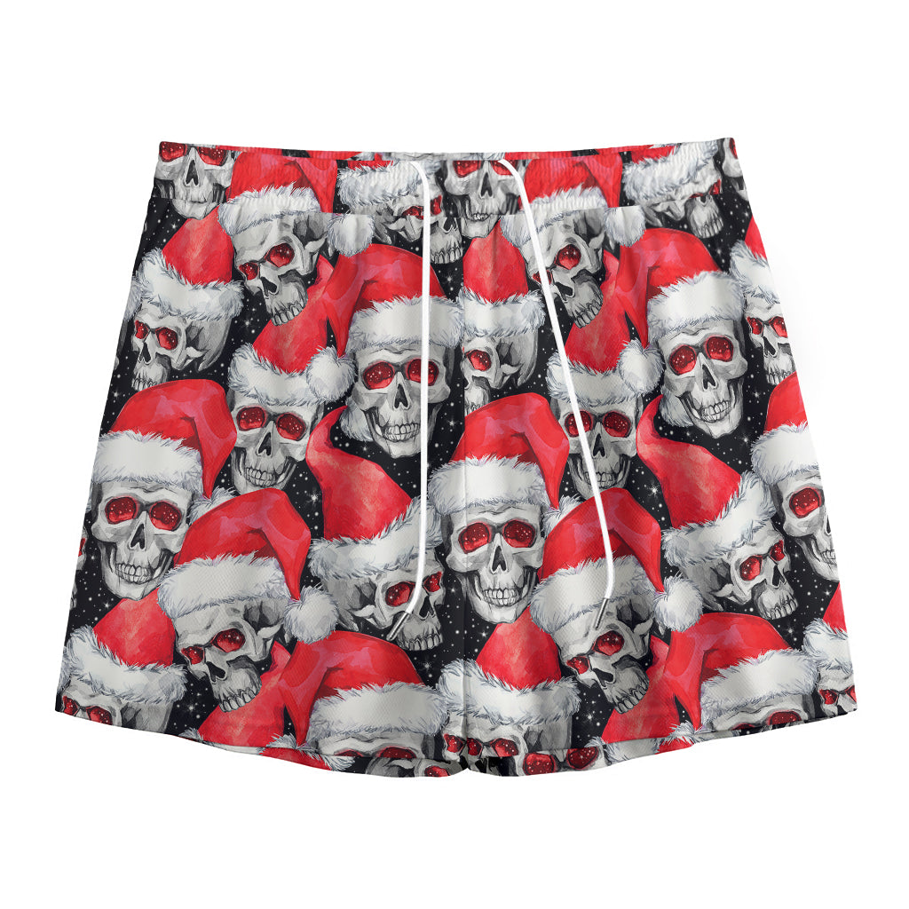 Christmas Santa Skull Pattern Print Mesh Shorts