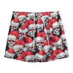 Christmas Santa Skull Pattern Print Mesh Shorts