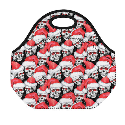 Christmas Santa Skull Pattern Print Neoprene Lunch Bag